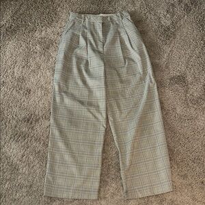 H&M Plaid High-Waisted Wide-Leg Trousers